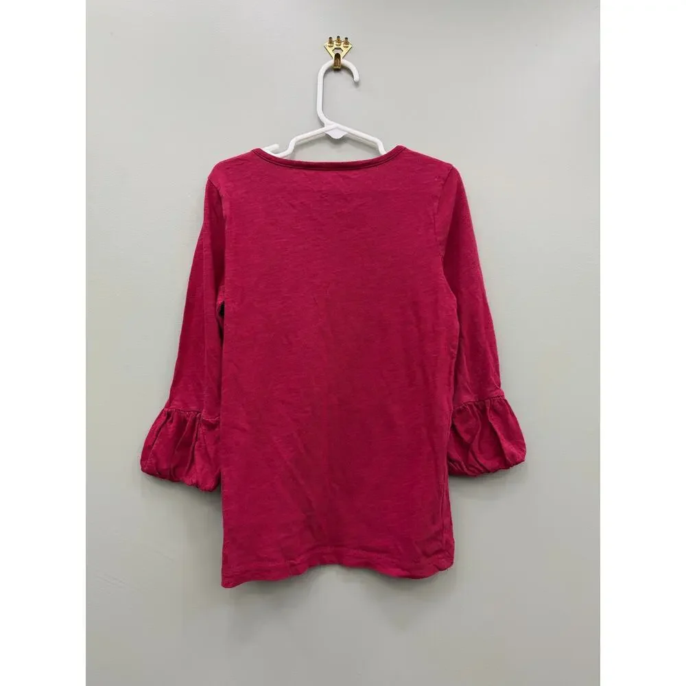 Matilda Jane Girls Size 8 Bell Sleeve Top Berry Pink Boho Peasant Shirt